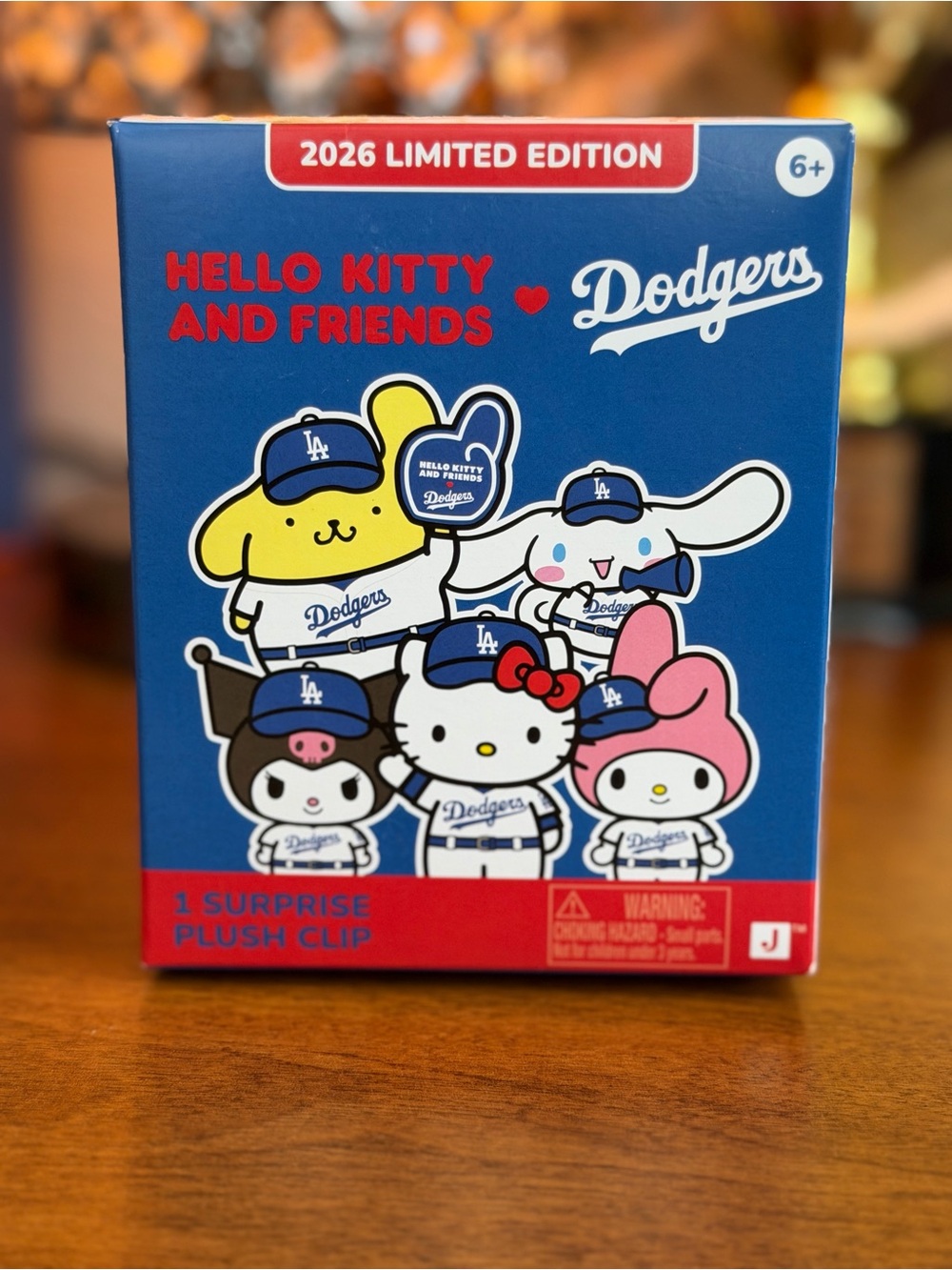 Hello Kitty Dodgers Team Surprise Plush Clip - Blue & Red Accents